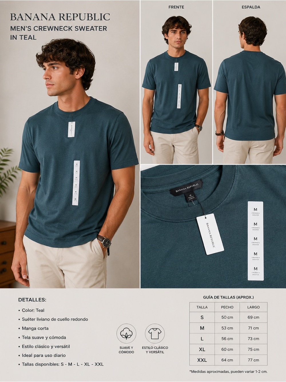 Banana Republic Men's Crewneck Sweater in Teal
